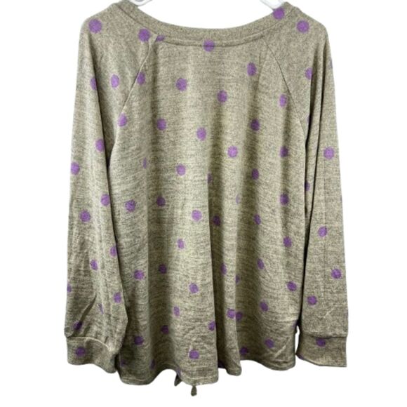 Perch by Blu Pepper NWOT Polka Dot Purple & Gray Sweatshirt Size 2XL - Picture 4 of 5